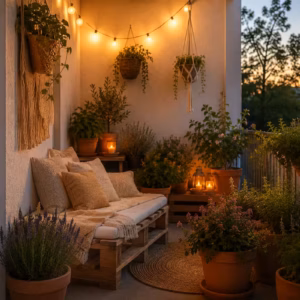 Balkonidee zum Thema: Balkon im Boho-Look: Kleine Ideen mit großer Wirkung