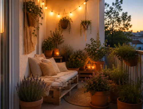 Balkonidee zum Thema: Balkon im Boho-Look: Kleine Ideen mit großer Wirkung