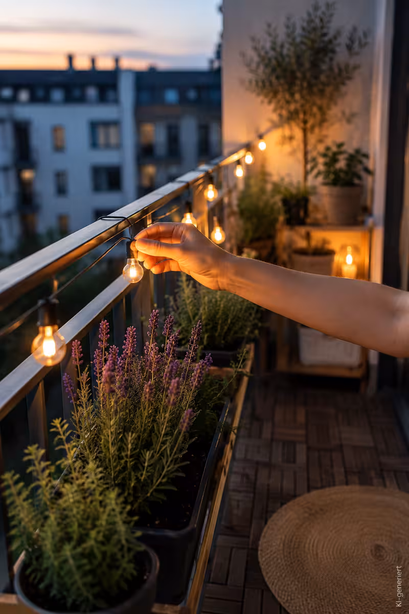 Materialien und Vorbereitung für: Wie du deinen Balkon mit Lichterketten gemütlich gestaltest
