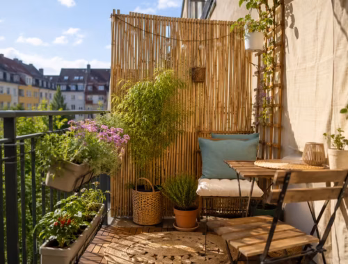 Balkonidee zum Thema: Balkon Sichtschutz dekorativ gestalten: schöne Ideen für mehr Privatsphäre