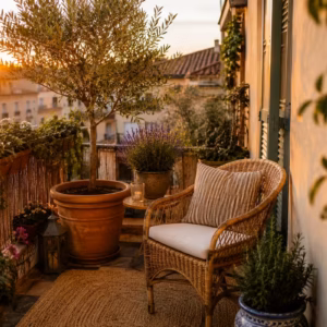 Balkonidee zum Thema: Mediterrane Balkon Deko: Urlaubsgefühl auf wenigen Quadratmetern