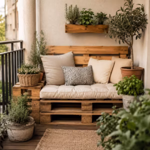 Paletten Balkon als fertige Szene