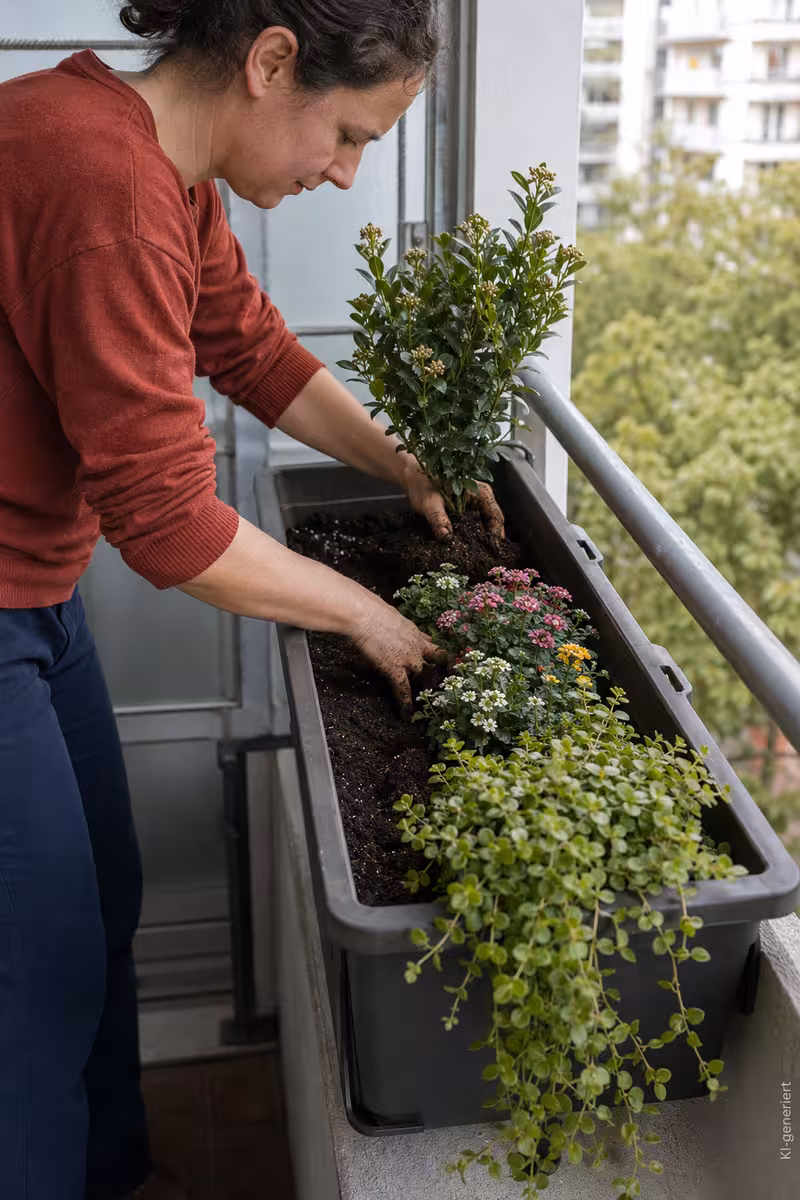 Umsetzung von: Balkon bepflanzen: Ideen für Balkonkästen und Töpfe
