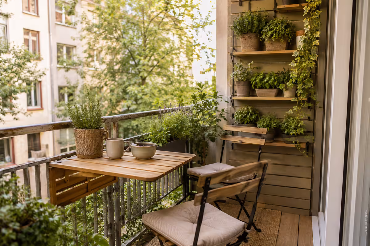 Balkonidee zum Thema: Kleinen Balkon gestalten: Ideen für jeden Zentimeter