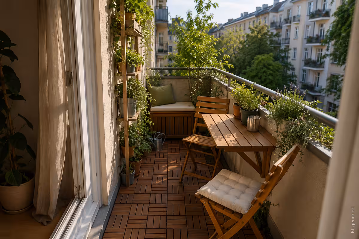Schmalen Balkon gestalten: Wie Du wenig Platz optimal nutzt? 1 Balkonidee zum Thema: Schmalen Balkon gestalten: Wie Du wenig Platz optimal nutzt?