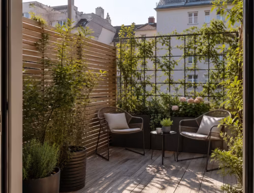 Balkonidee zum Thema: Sichtschutzideen für Balkone: So entsteht mehr Privatsphäre