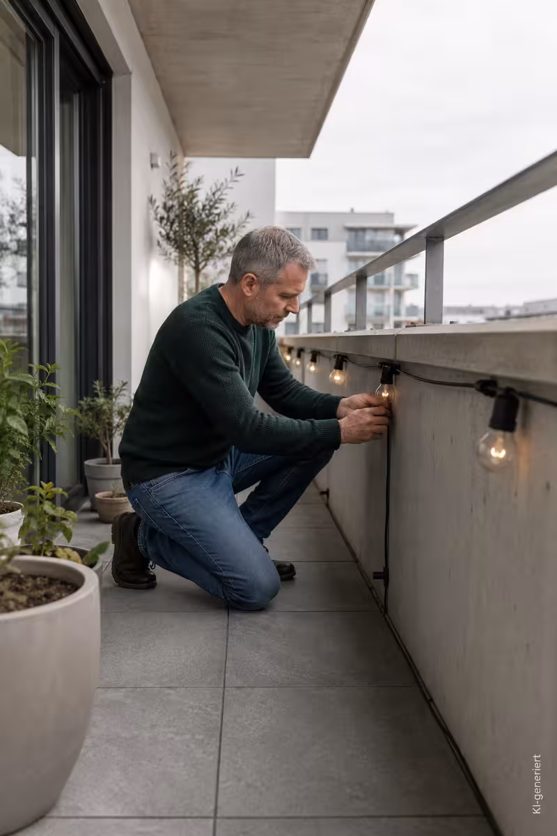Umsetzung von: Balkon Dekoration für Frühling, Sommer, Herbst und Winter