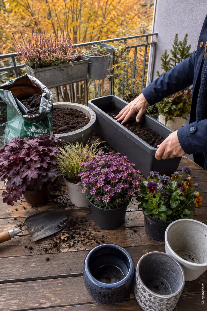 Materialien und Vorbereitung für: Wie lässt sich ein kleiner Balkon herbstlich gestalten?