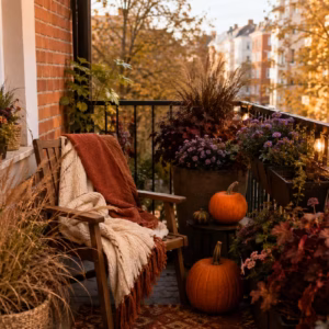 Balkonidee zum Thema: Wie lässt sich ein kleiner Balkon herbstlich gestalten?
