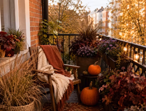 Balkonidee zum Thema: Wie lässt sich ein kleiner Balkon herbstlich gestalten?