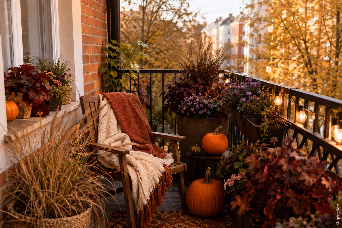 Balkonidee zum Thema: Wie lässt sich ein kleiner Balkon herbstlich gestalten?