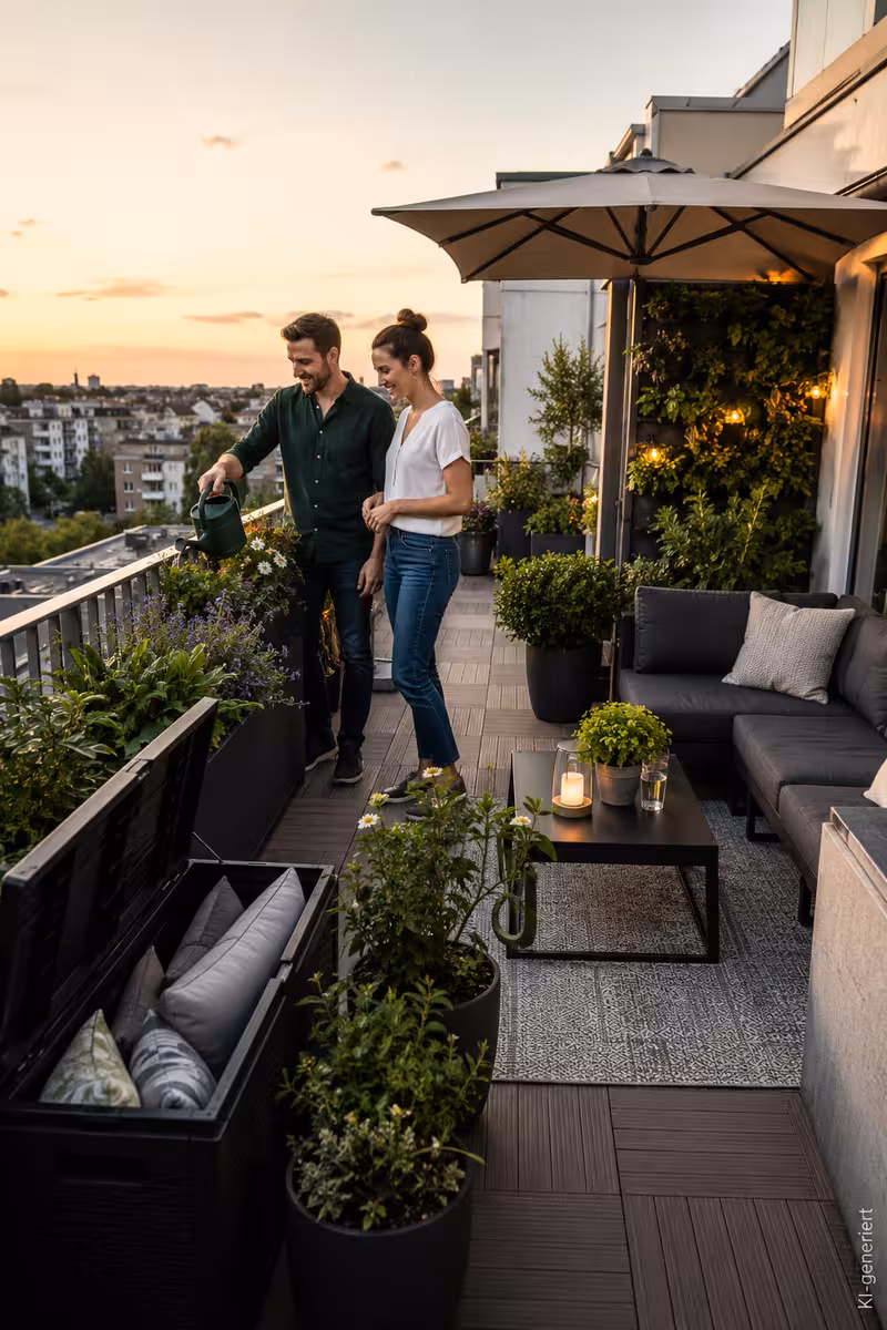 Fertiges Ergebnis für: Balkon ohne Überdachung gestalten: Was funktioniert bei Wind und Wetter?