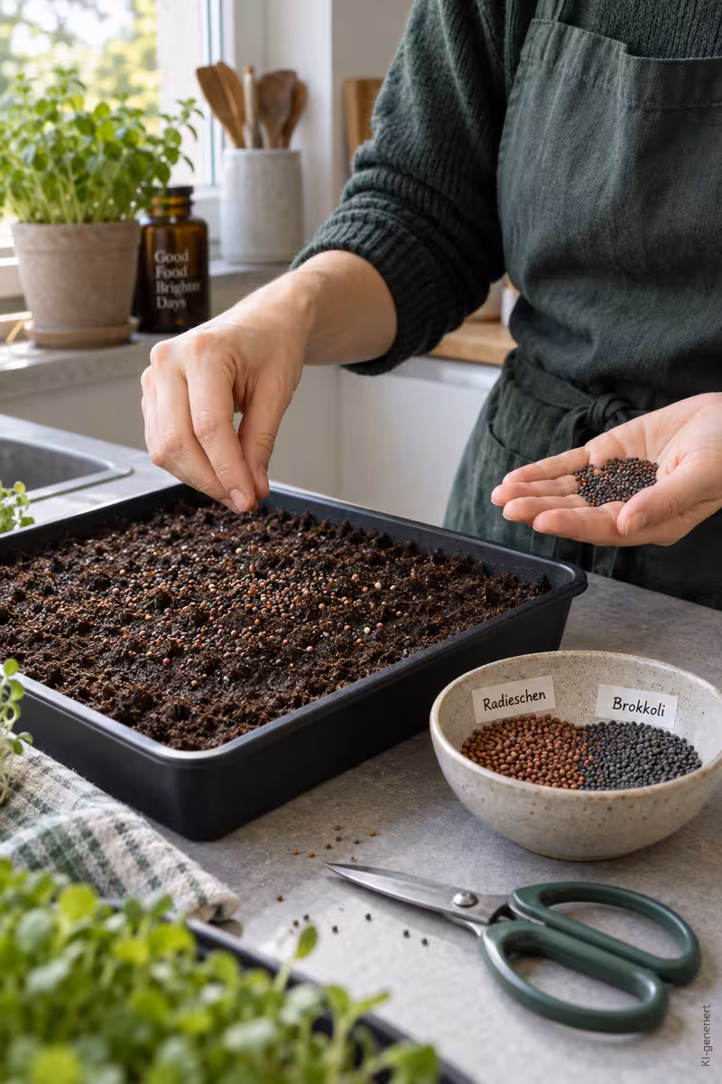 Materialien und Vorbereitung für: Wie kannst du Microgreens und Sprossen zu Hause ziehen?