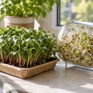 Balkonidee zum Thema: Wie kannst du Microgreens und Sprossen zu Hause ziehen?