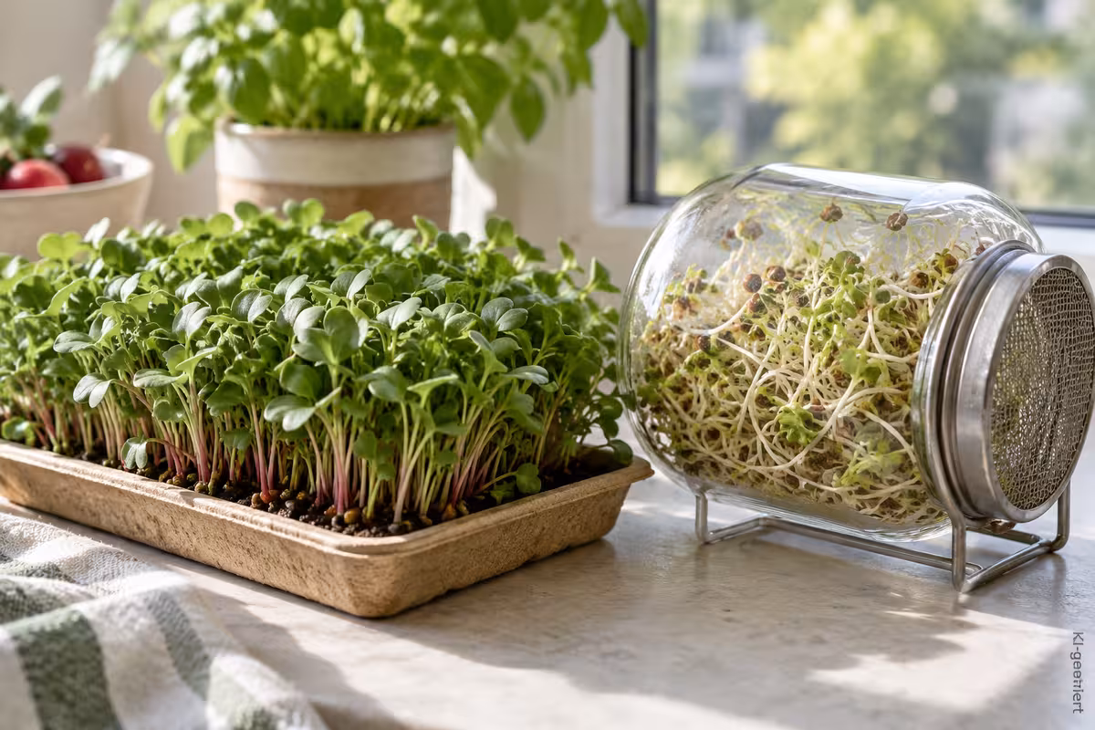 Balkonidee zum Thema: Wie kannst du Microgreens und Sprossen zu Hause ziehen?