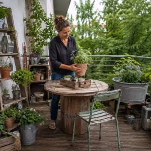 Balkonidee zum Thema: Terrassen-Upcycling: 7 Ideen, die du einfach umsetzen kannst